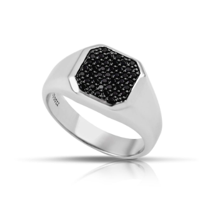 DAZZ ESSENTIAL MEN'S Octagon Black Stones