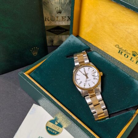 Rolex Oyster Perpetual Date 34mm White Roman Dial | 15053