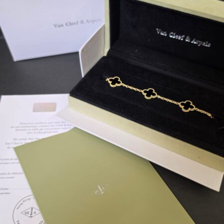 Van Cleef Alhambra 5-Motif Bracelet Onyx
